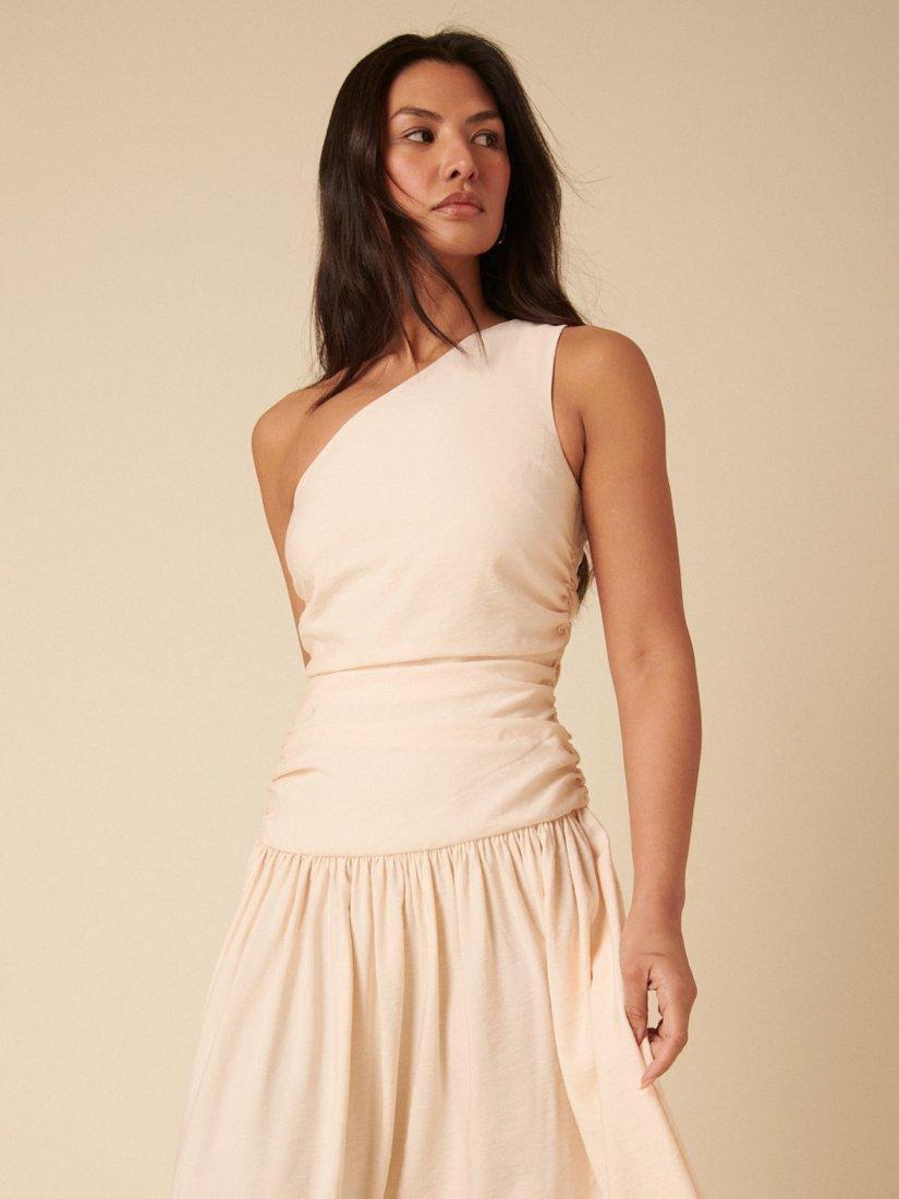 Product image 4 of 5, which shows Nobody's Child Trent One Shoulder Midi Dress, White, 6