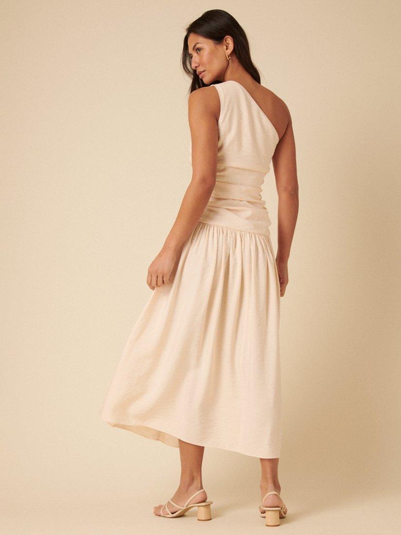 Product image 5 of 5, which shows Nobody's Child Trent One Shoulder Midi Dress, White, 6