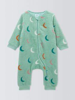 John Lewis Baby Moon Zip-Up Onesie, Aqua, Aqua