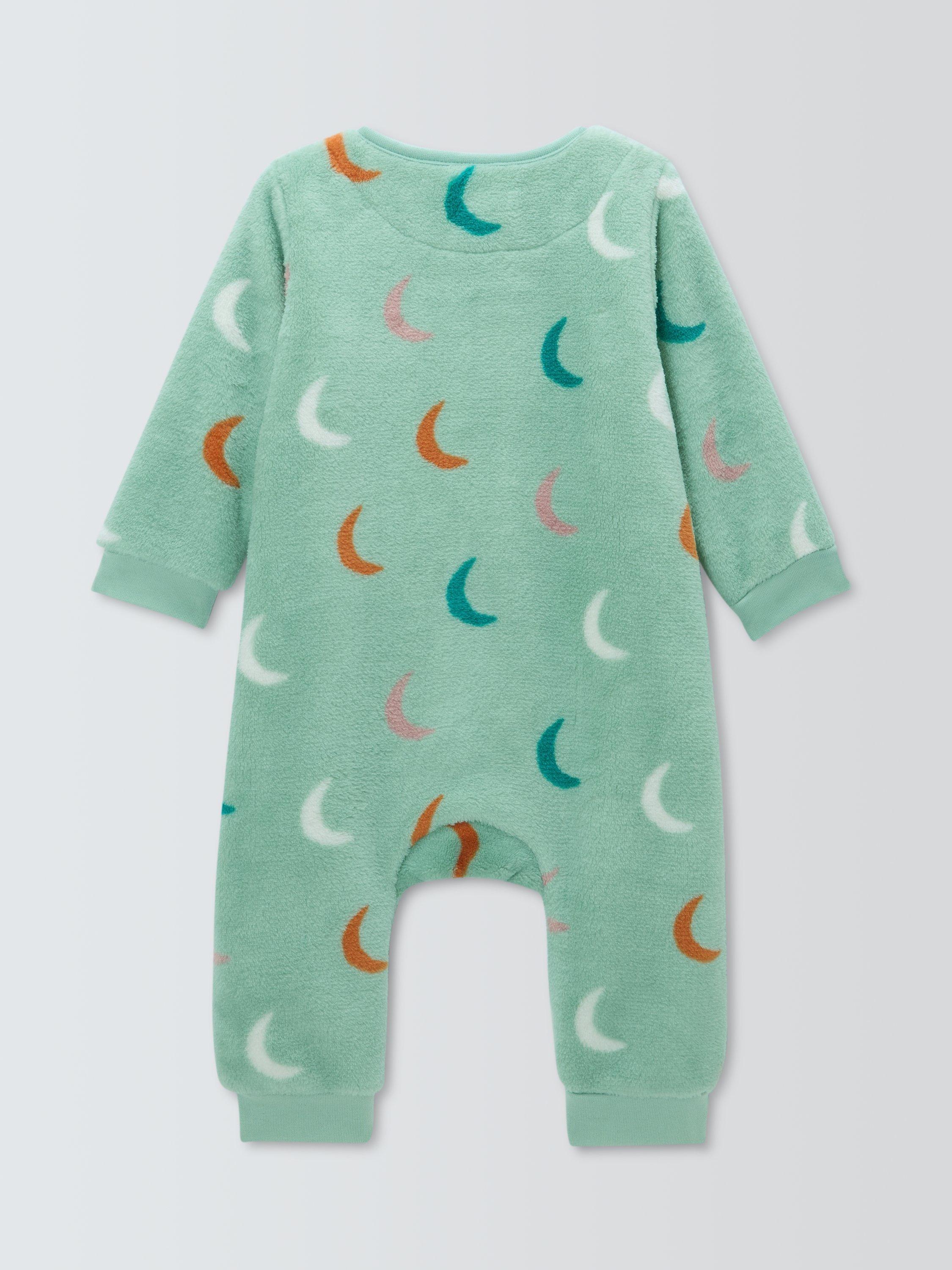 Product image 2 of 2, which shows John Lewis Baby Moon Zip-Up Onesie, Aqua, 3-6 months