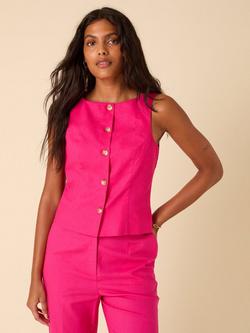 Nobody's Child Theo Linen Cotton Blend Waistcoat, Pink - view 2, Pink