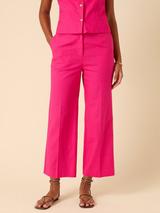 Nobody's Child Etta Wide Leg Crop Linen Cotton Blend Trousers, Pink