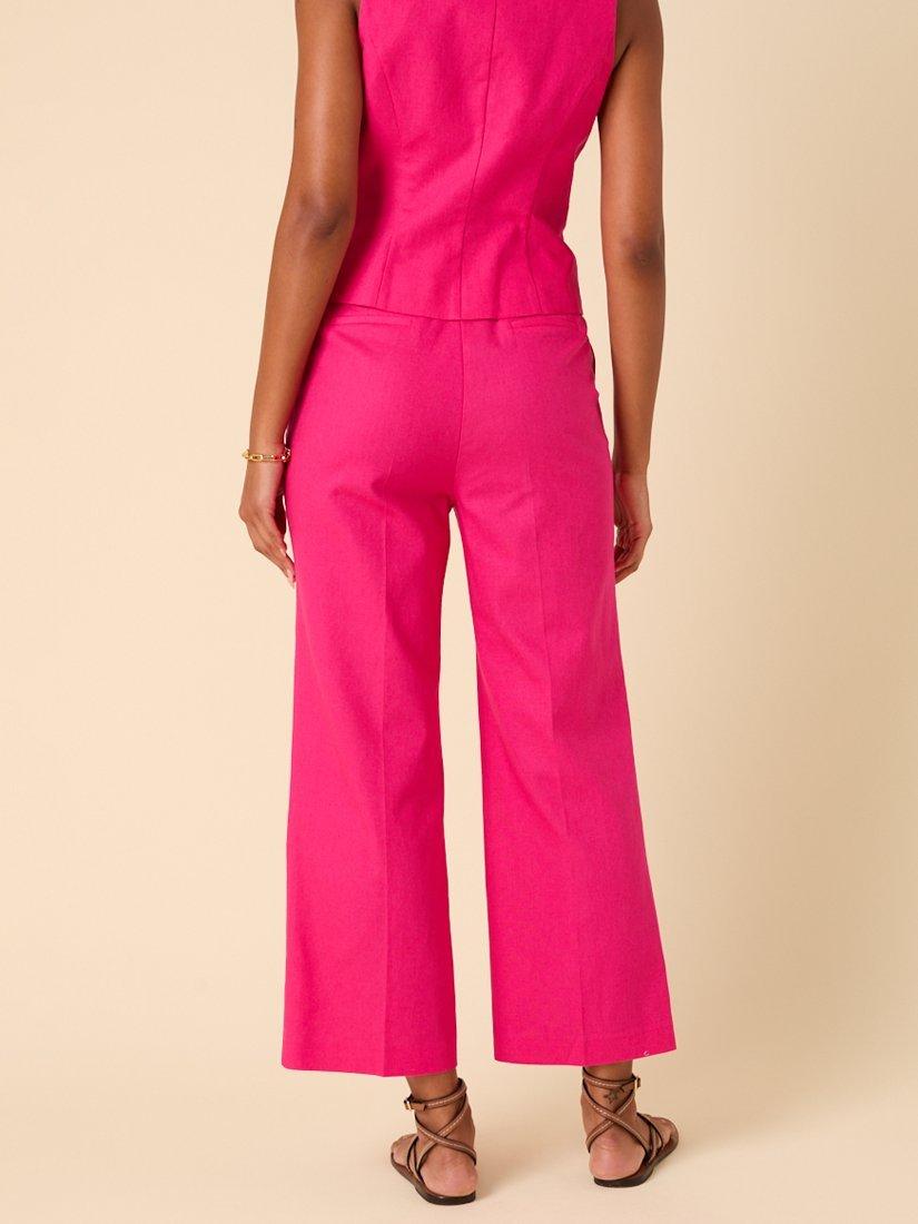 Product image 5 of 5, which shows Nobody's Child Etta Wide Leg Crop Linen Cotton Blend Trousers, Pink, 6
