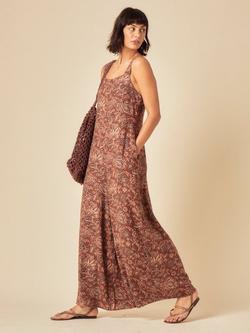 Nobody's Child Brianna Abstract Linen Rich Jumpsuit, Brown - view 2, Brown