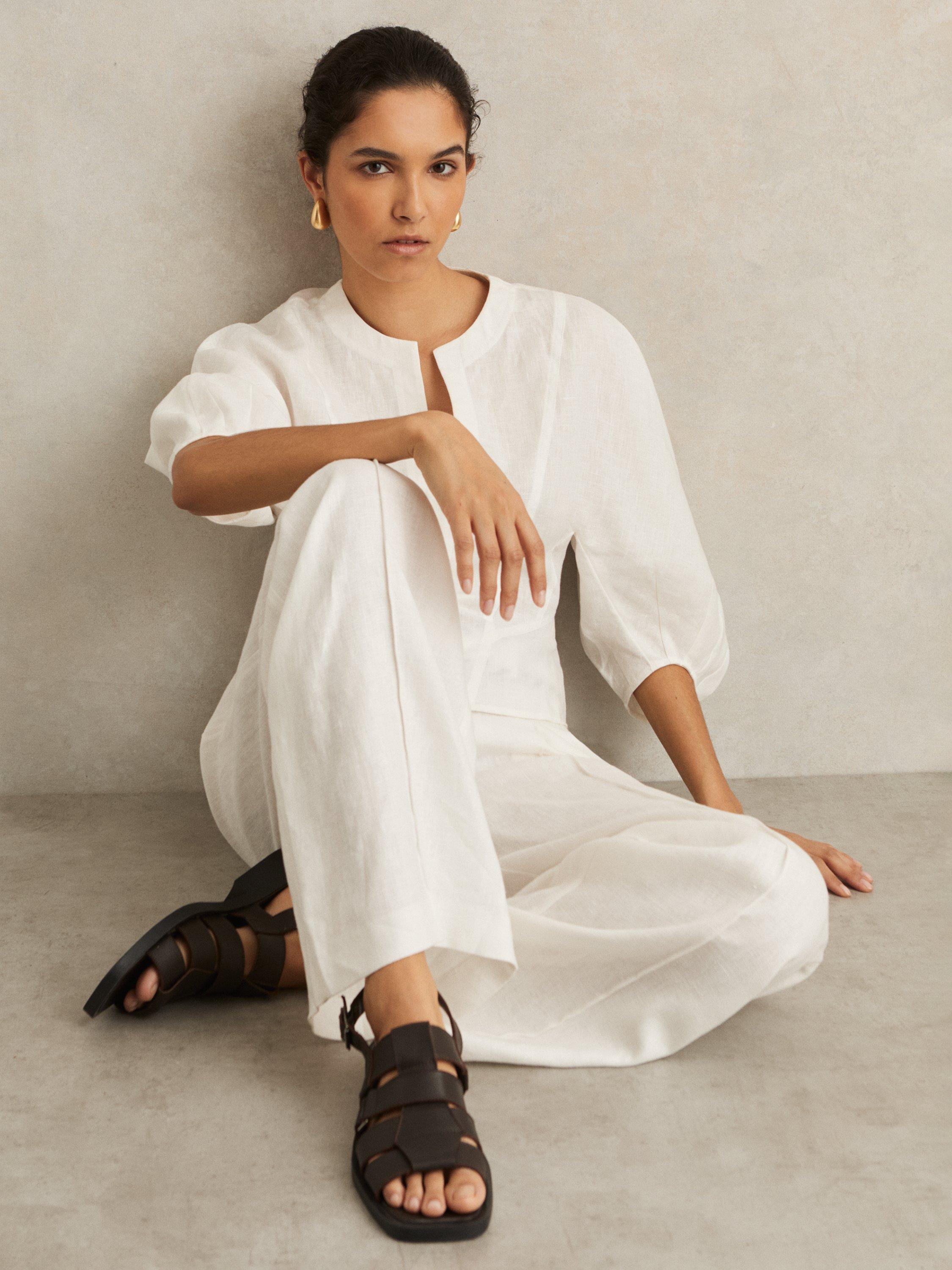 Product image 3 of 5, which shows Reiss Marlie Leather Fisherman Sandals, Chocolate, 5