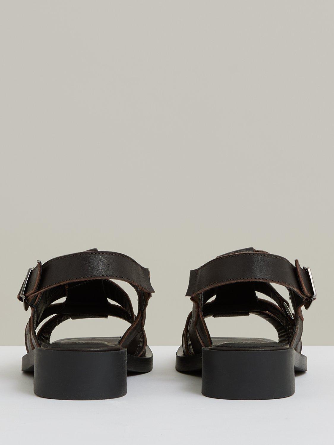 Product image 5 of 5, which shows Reiss Marlie Leather Fisherman Sandals, Chocolate, 5