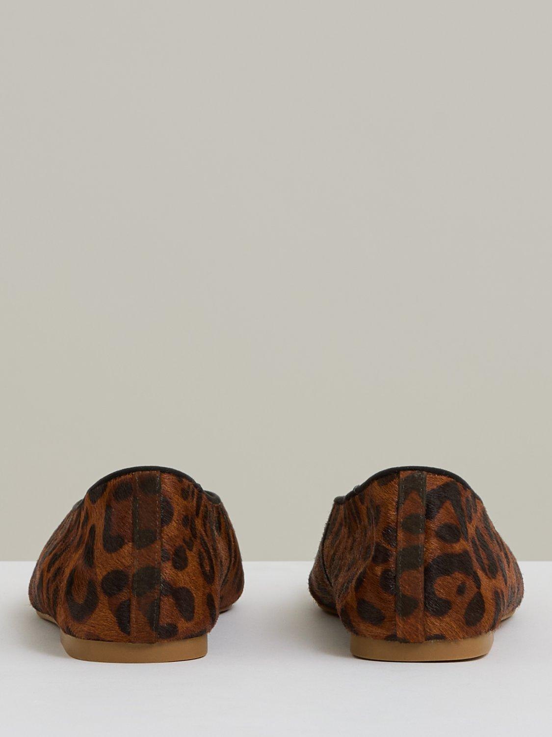Product image 3 of 4, which shows Reiss Amelia Animal Print Rounded Point Toe Ballerina Pumps, Brown/Multi, 3