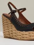 Reiss Camila Leather Whipstitch Wedge Sandals, Chocolate/Black