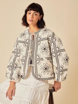 Nobody's Child Layla Embroidered Jacket, Cream/Black - view 2, Cream/Black