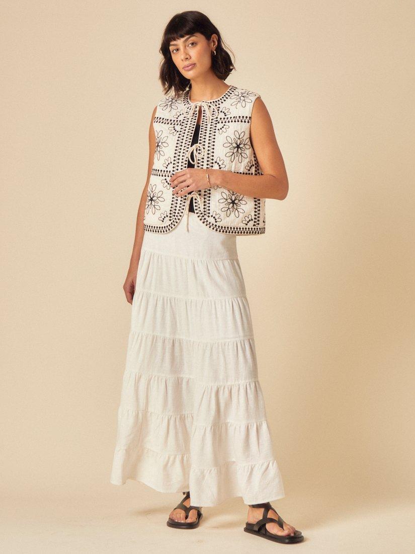 Product image 1 of 5, which shows Nobody's Child Layla Embroidered Waistcoat, Cream, XL