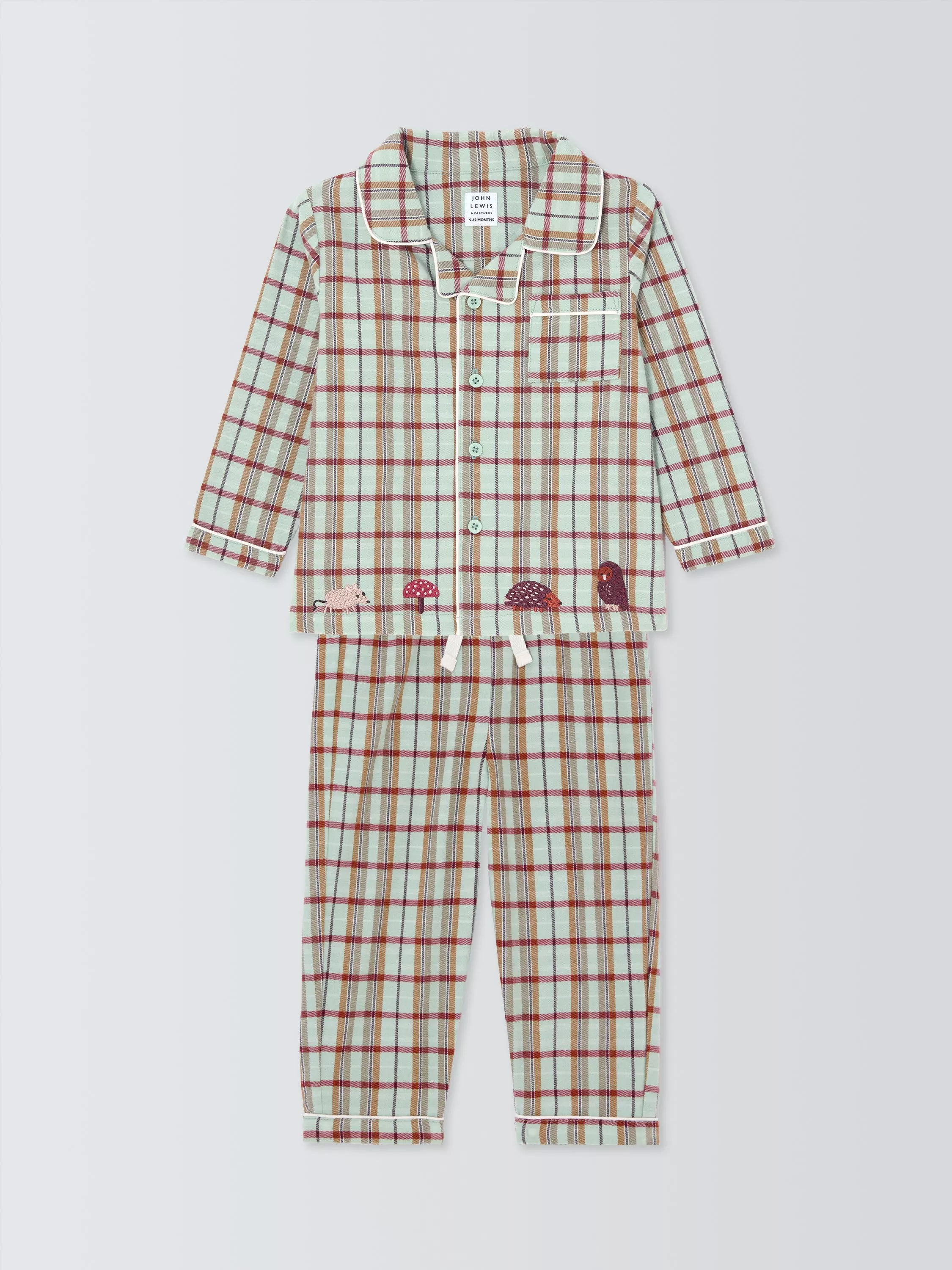 John Lewis Baby Highland Check Pyjama Set, Green