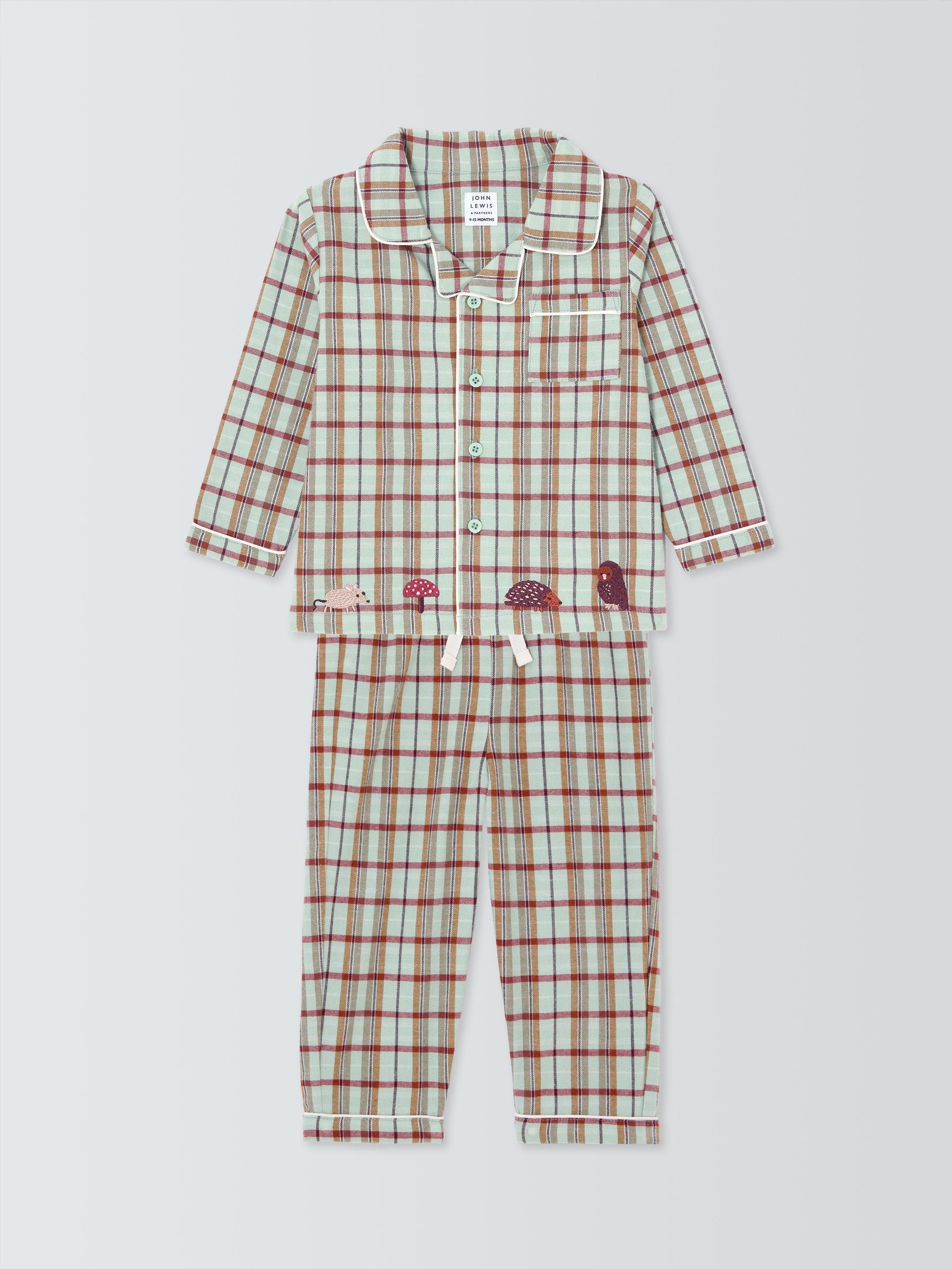 Product image 1 of 3, which shows John Lewis Baby Highland Check Pyjama Set, Green, 3-6 months