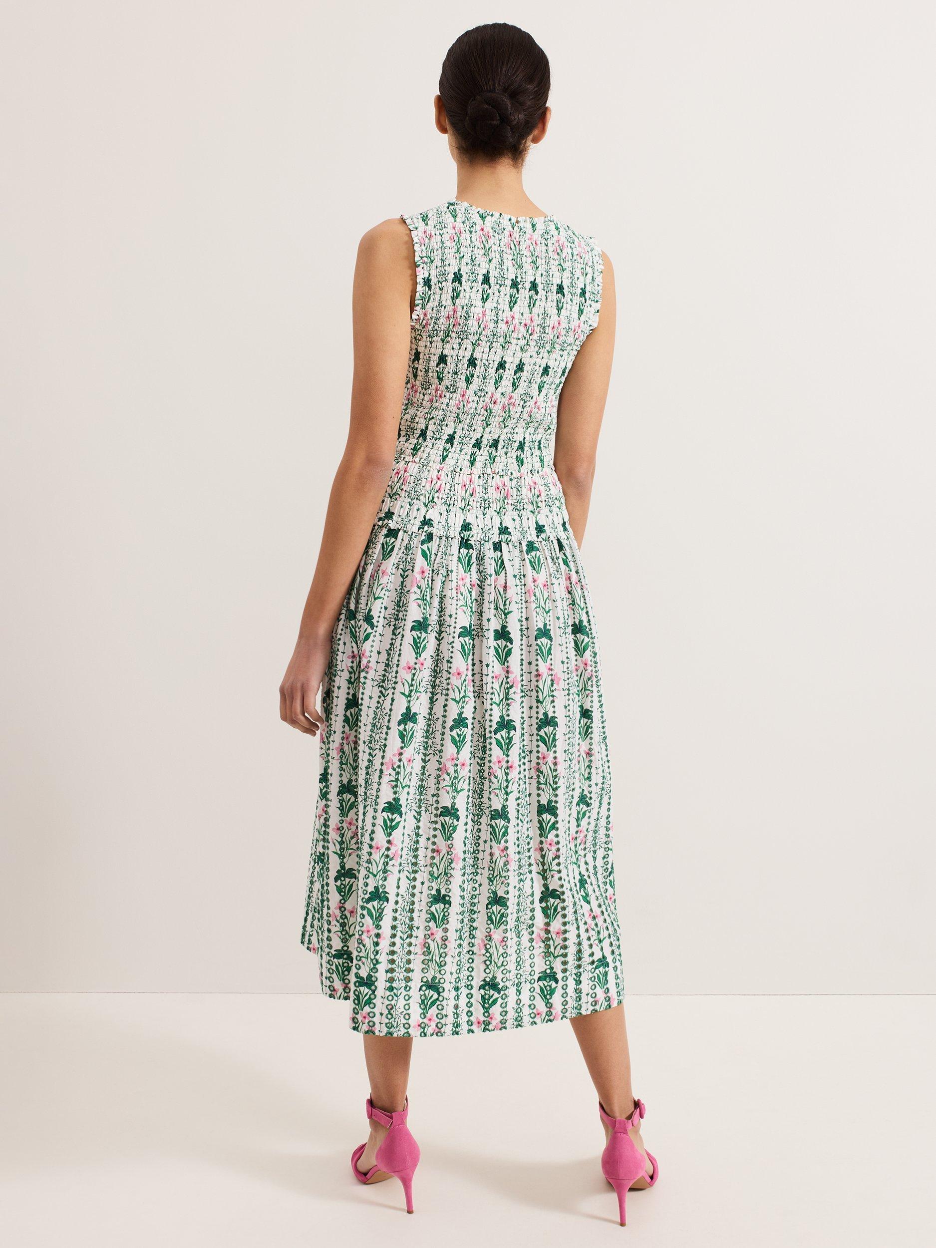 Product image 2 of 9, which shows Phase Eight Chiara Floral Dress, Ivory, 12