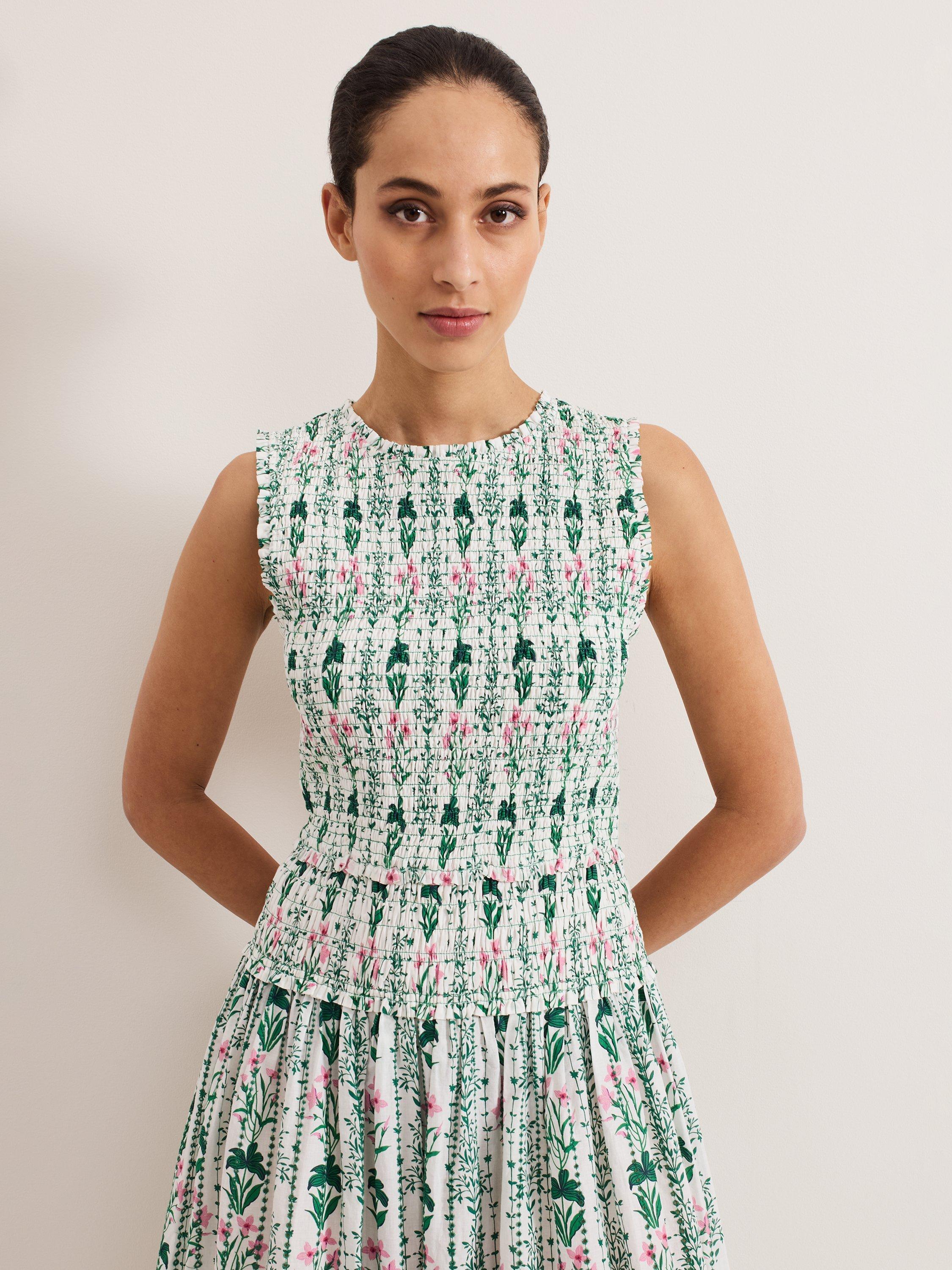 Product image 4 of 9, which shows Phase Eight Chiara Floral Dress, Ivory, 12