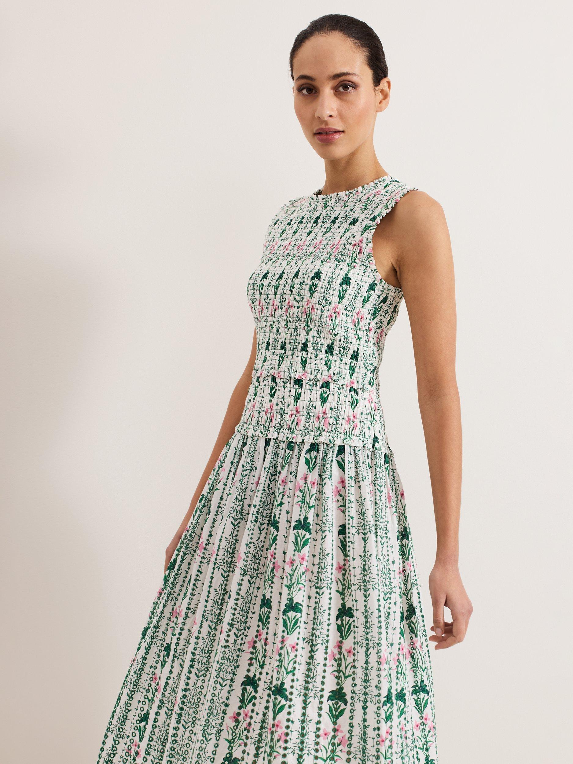 Product image 7 of 9, which shows Phase Eight Chiara Floral Dress, Ivory, 12