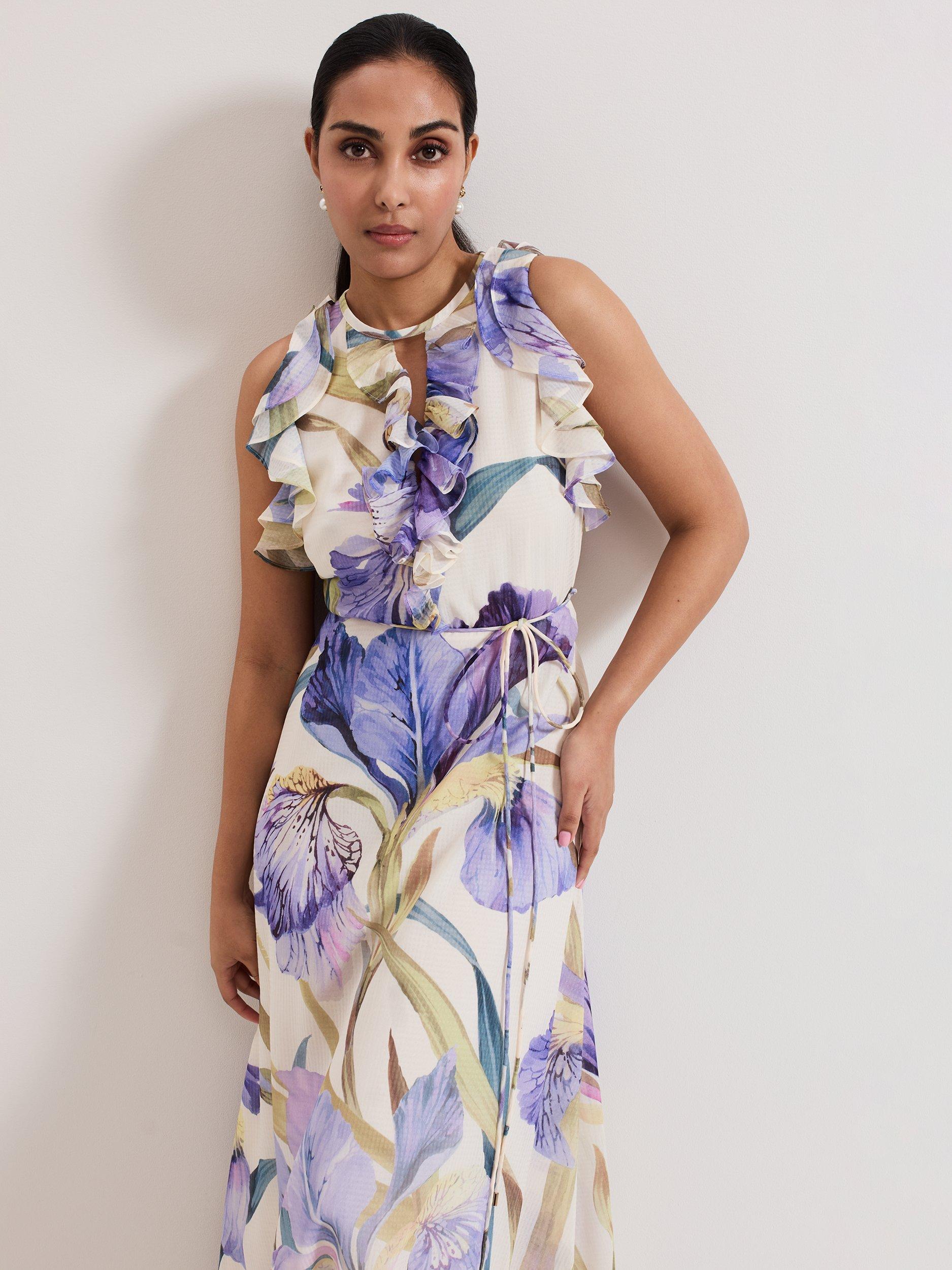 Product image 3 of 7, which shows Phase Eight Petite Rachel Floral Dress, Multi, 8