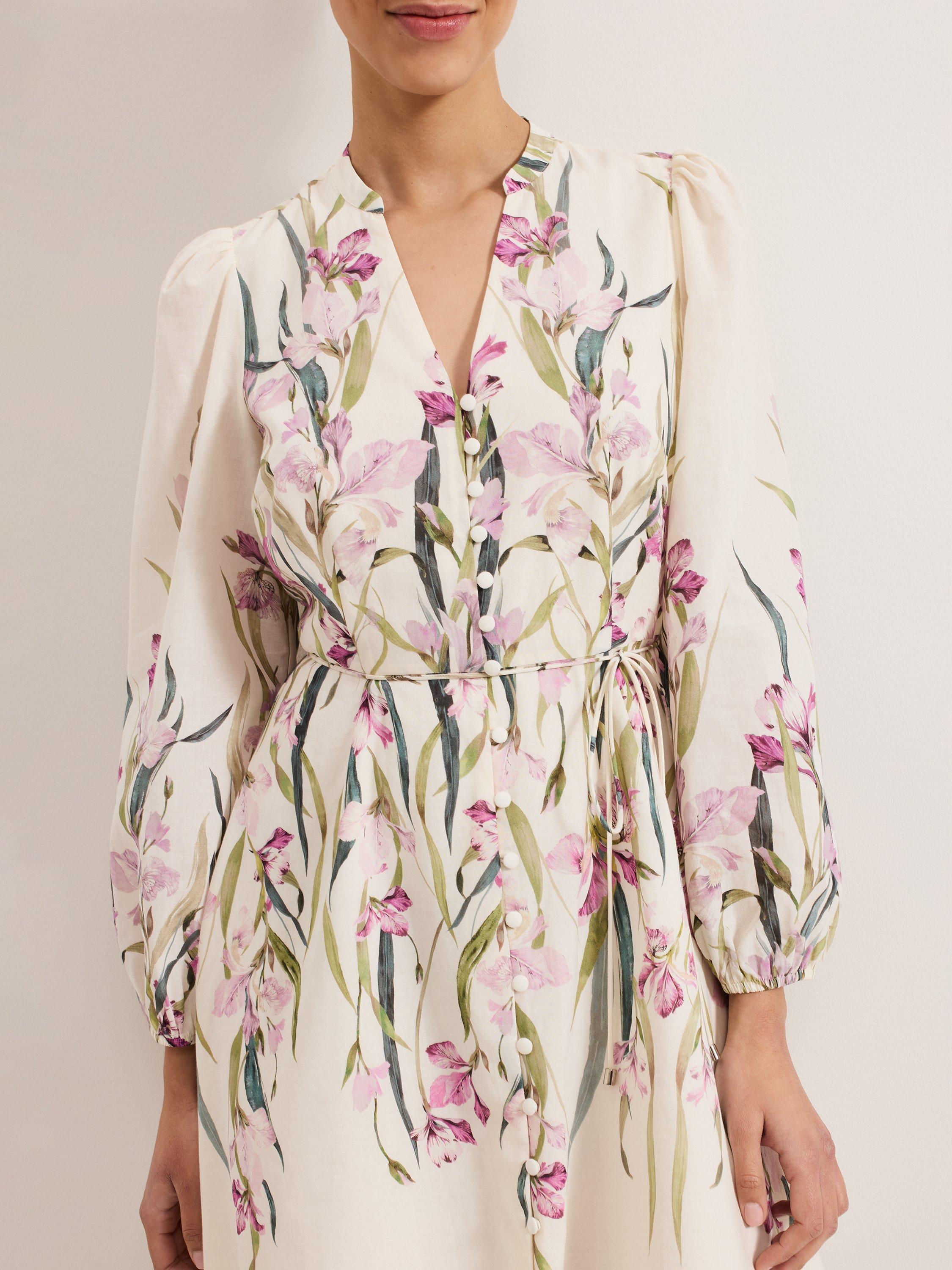 Product image 7 of 8, which shows Phase Eight Velma Floral Dress, Ivory, 10