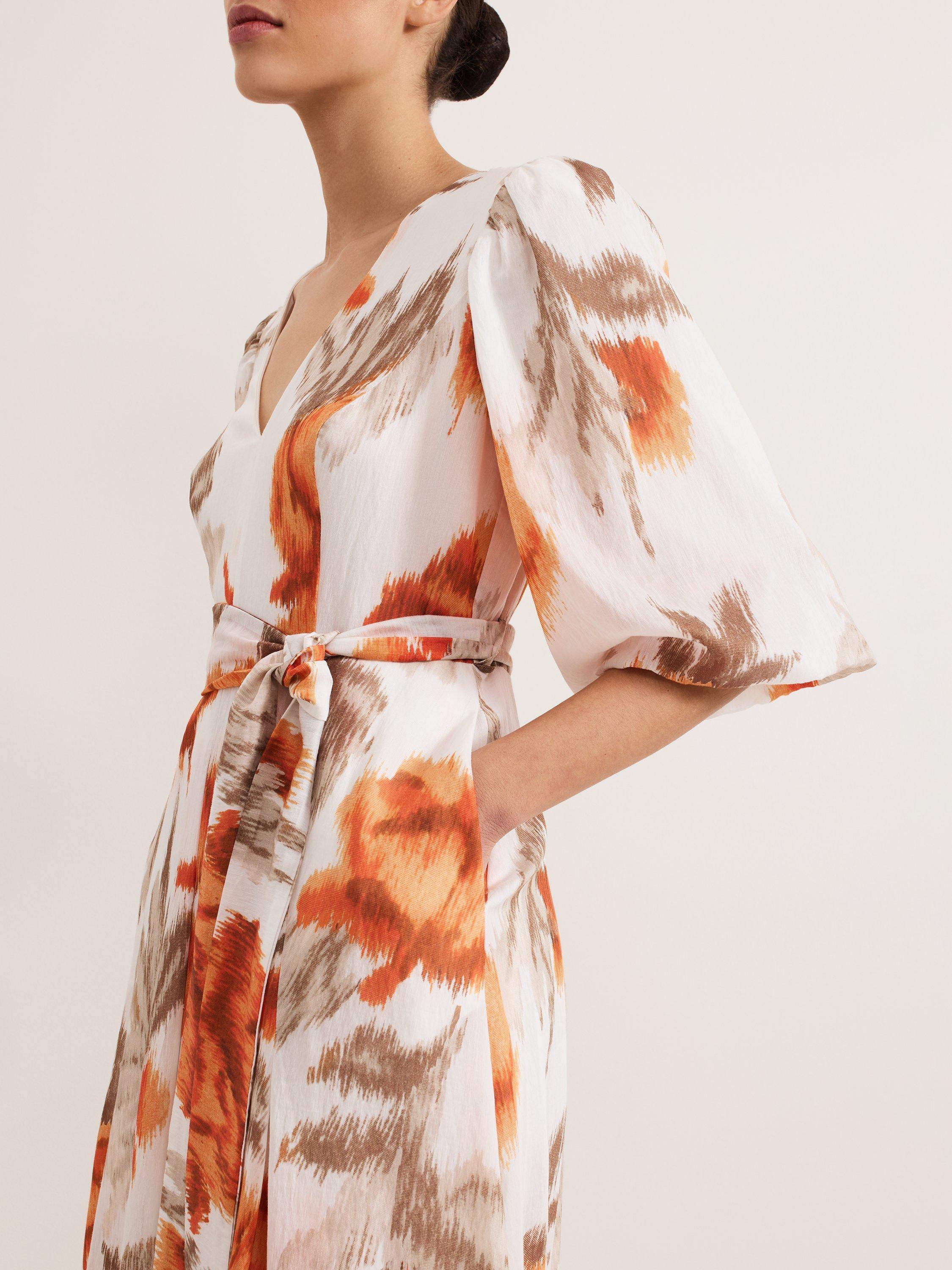 Product image 7 of 7, which shows Phase Eight Violet Midi Dress, Multi, 8