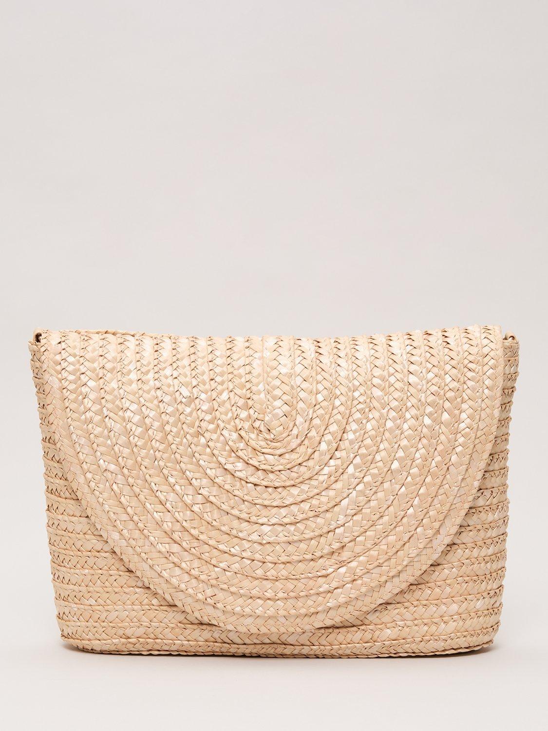 Phase Eight Straw Clutch Bag, Neutral