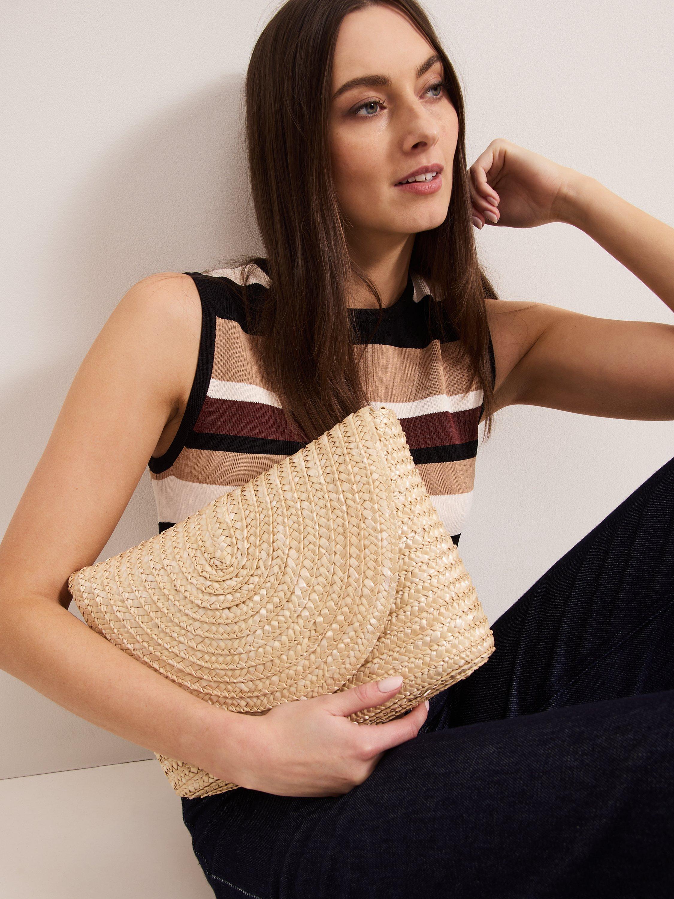 Phase Eight Straw Clutch Bag, Neutral