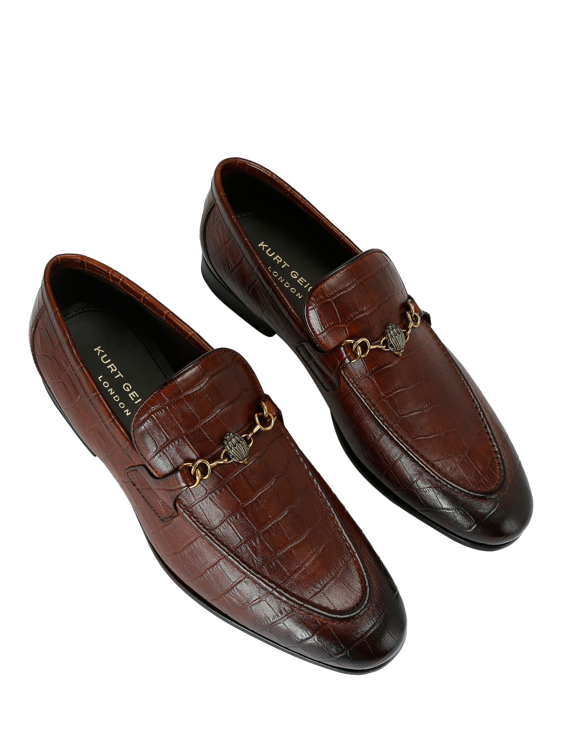 Product image 3 of 3, which shows Kurt Geiger London Alton Croc Loafers, Tan, 6