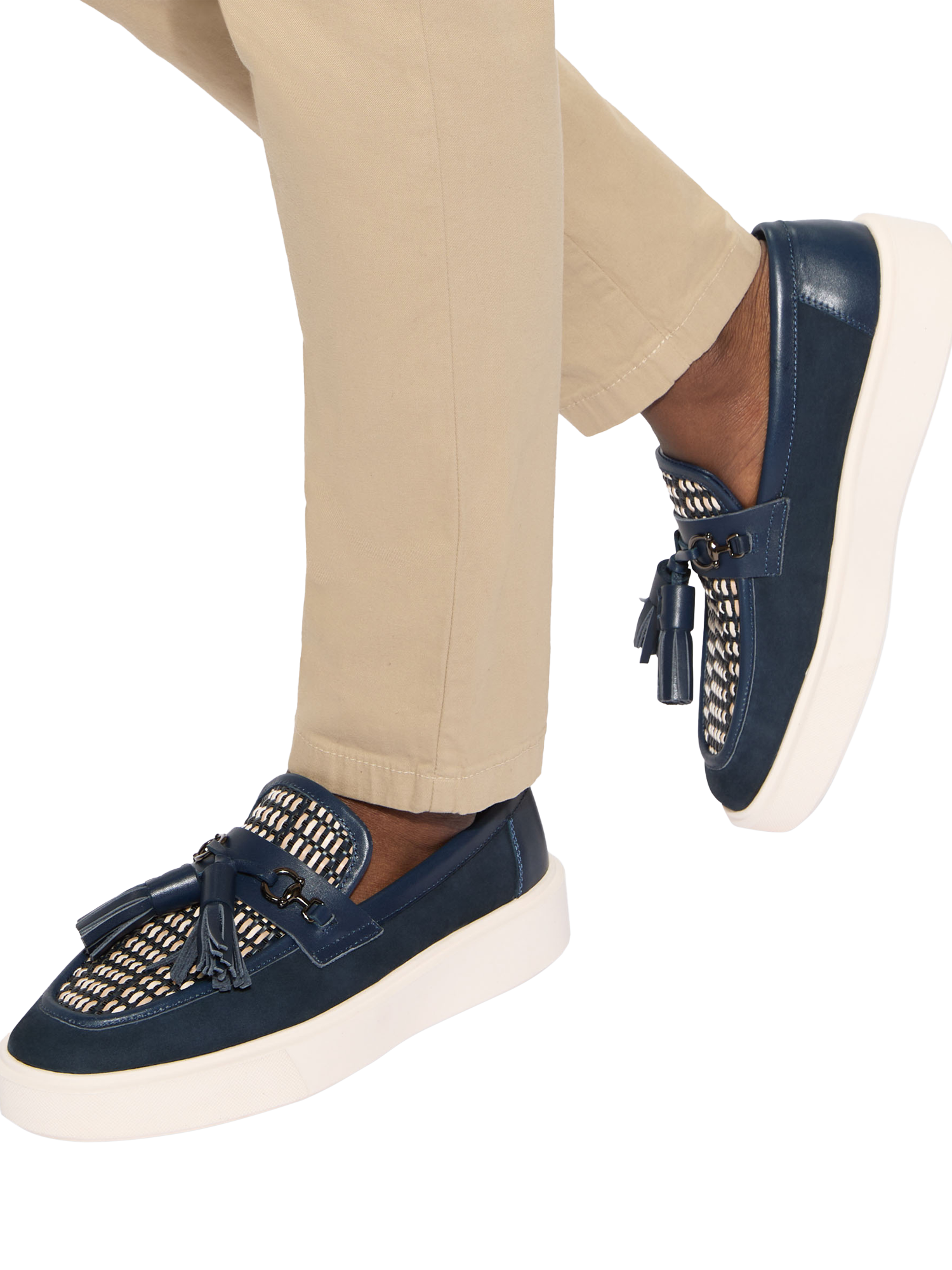Product image 2 of 5, which shows Kurt Geiger London Milbank Tassel Leather Loafers, Navy, 6