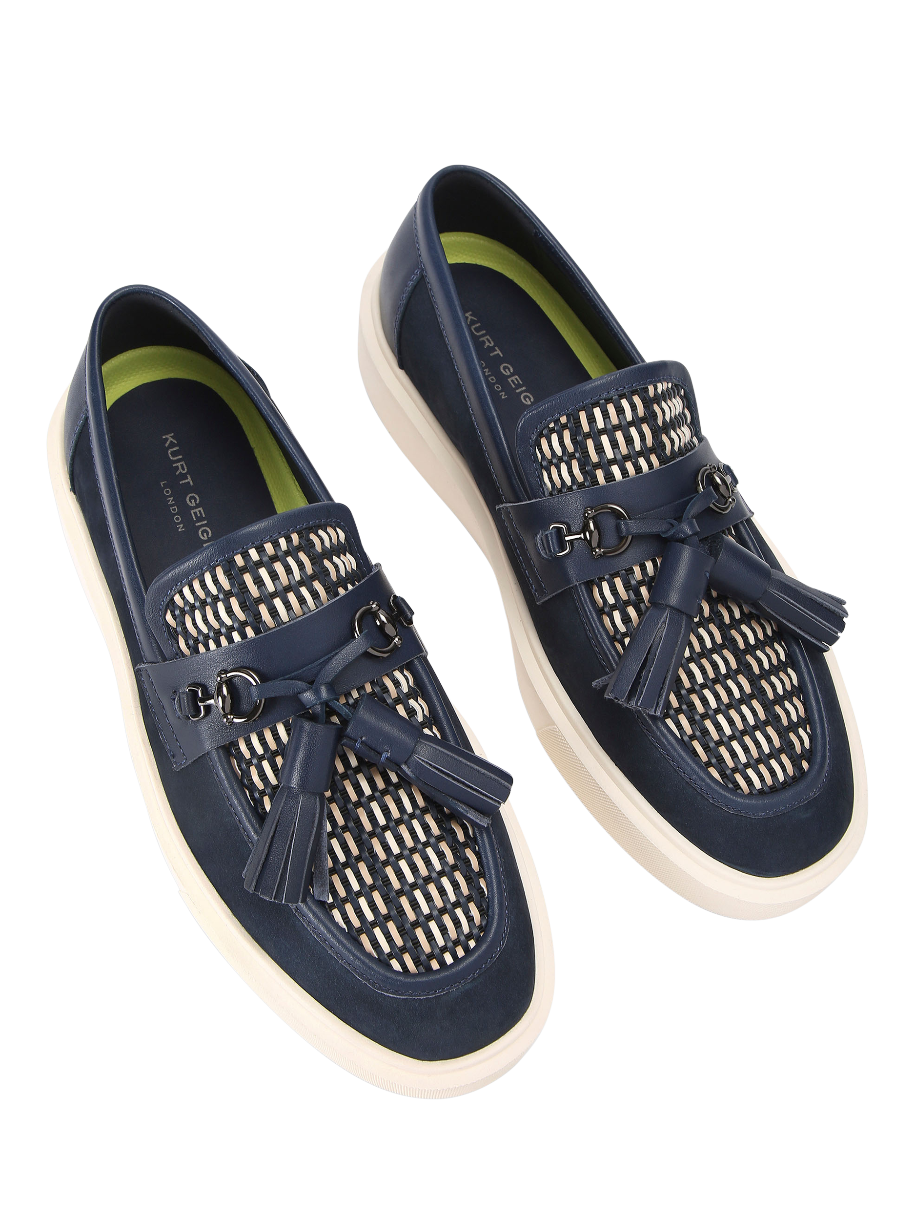 Product image 3 of 5, which shows Kurt Geiger London Milbank Tassel Leather Loafers, Navy, 6