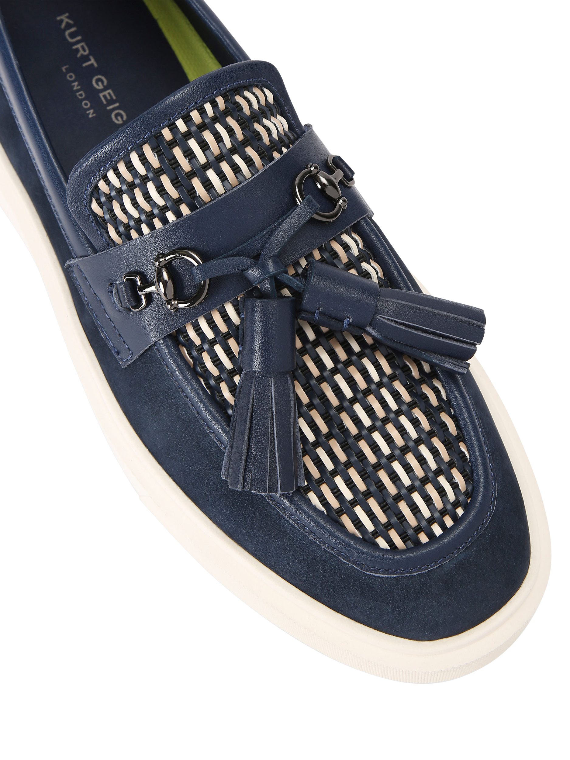 Product image 5 of 5, which shows Kurt Geiger London Milbank Tassel Leather Loafers, Navy, 6