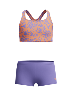 Speedo Kids' Boyleg 2-Piece Short Swim Set, Purple Mist, Purple Mist