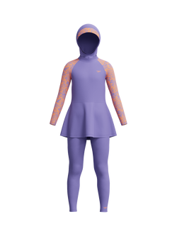 Speedo Kids' 3-Piece Printed Modesty Swim Set, Purple Mist, Purple Mist