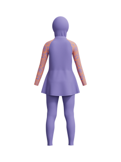 Speedo Kids' 3-Piece Printed Modesty Swim Set, Purple Mist - view 2, Purple Mist