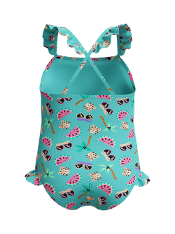 Speedo Kids' Thinstrap Cross-Back Frill Swimsuit, Arctic Glass - view 2, Arctic Glass