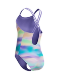 Speedo Kids' Printed Twin Strap Swimsuit, Purple Mist