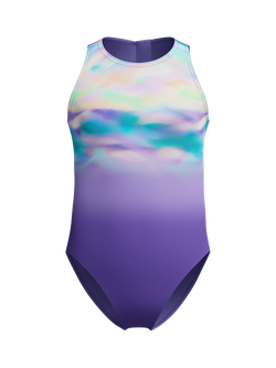 Speedo Kids' Printed Hydrasuit Swimsuit, Purple Mist, Purple Mist