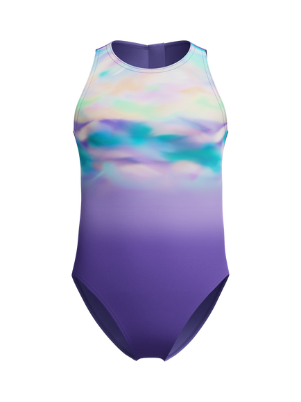 Speedo Kids' Printed Hydrasuit Swimsuit, Purple Mist, Purple Mist