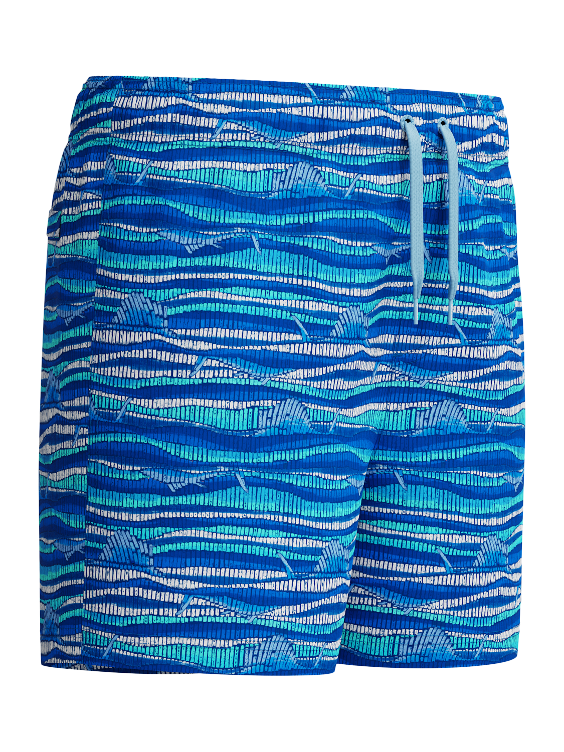 Product image 1 of 5, which shows Speedo Kids' 13” Printed Drawstring Watershorts, Lagoon Blue, XS