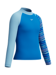 Speedo Kids' UPF40+ Long Sleeve Printed Swim Top, Lagoon Blue