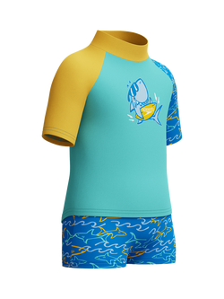 Speedo Kids' Short Sleeve Rash Top Set, Arctic Glass, Arctic Glass