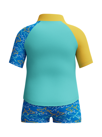Speedo Kids' Short Sleeve Rash Top Set, Arctic Glass - view 2, Arctic Glass