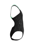 Speedo Kids' Powerback Abstract Print Swimsuit, Alfalfa Green