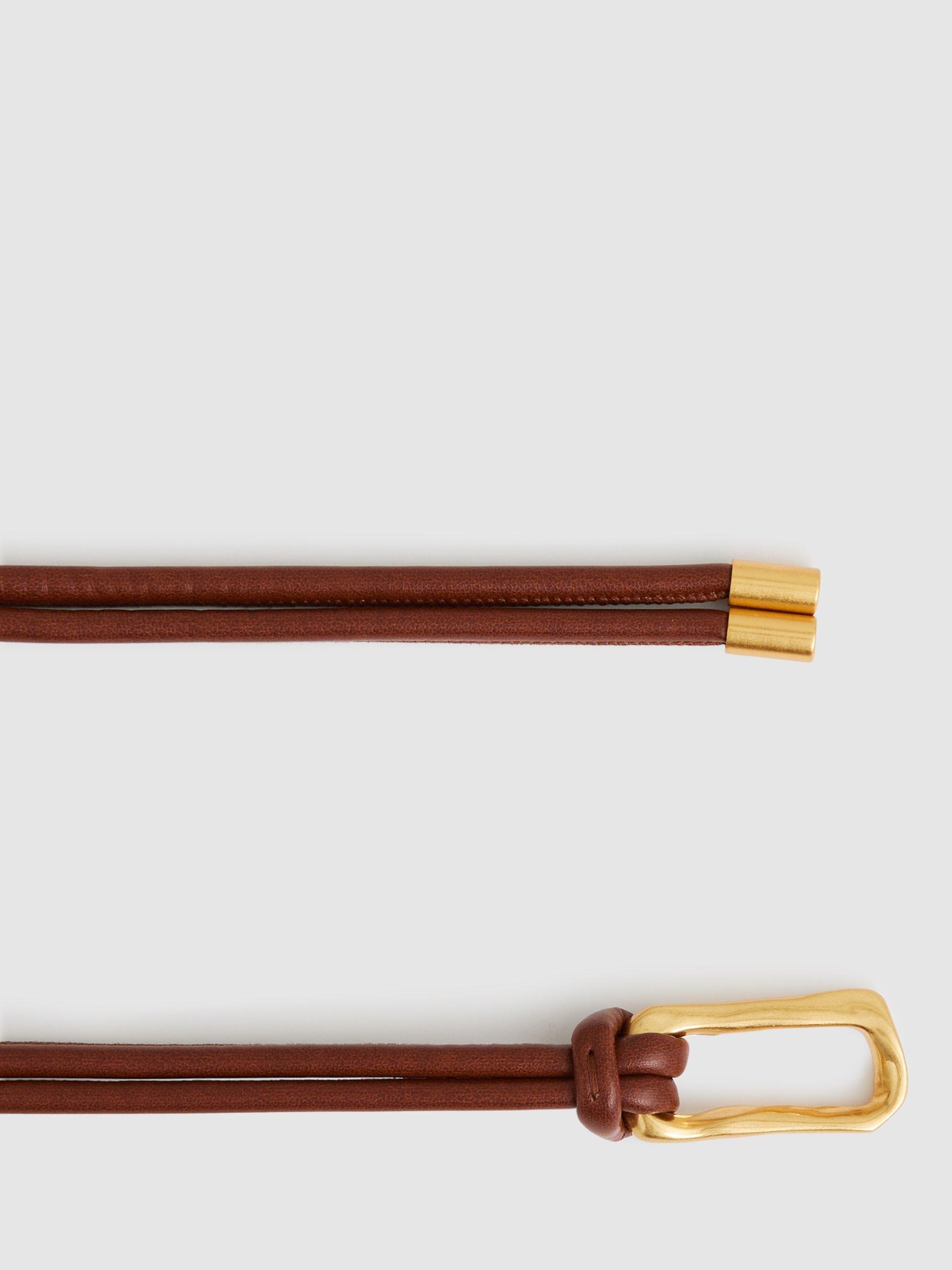 Product image 3 of 4, which shows Reiss Tara Skinny Belt, Tan, S-M