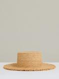 Reiss Straw Boater Hat, Natural, Natural