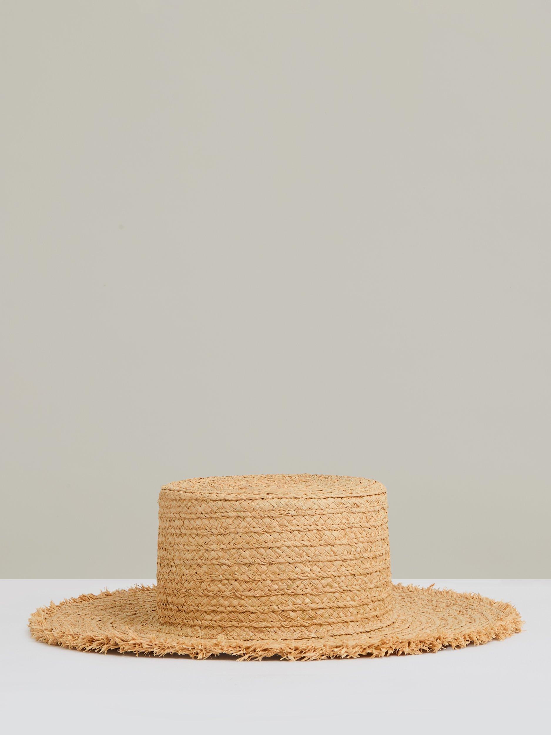 Product image 3 of 4, which shows Reiss Straw Boater Hat, Natural, S|M