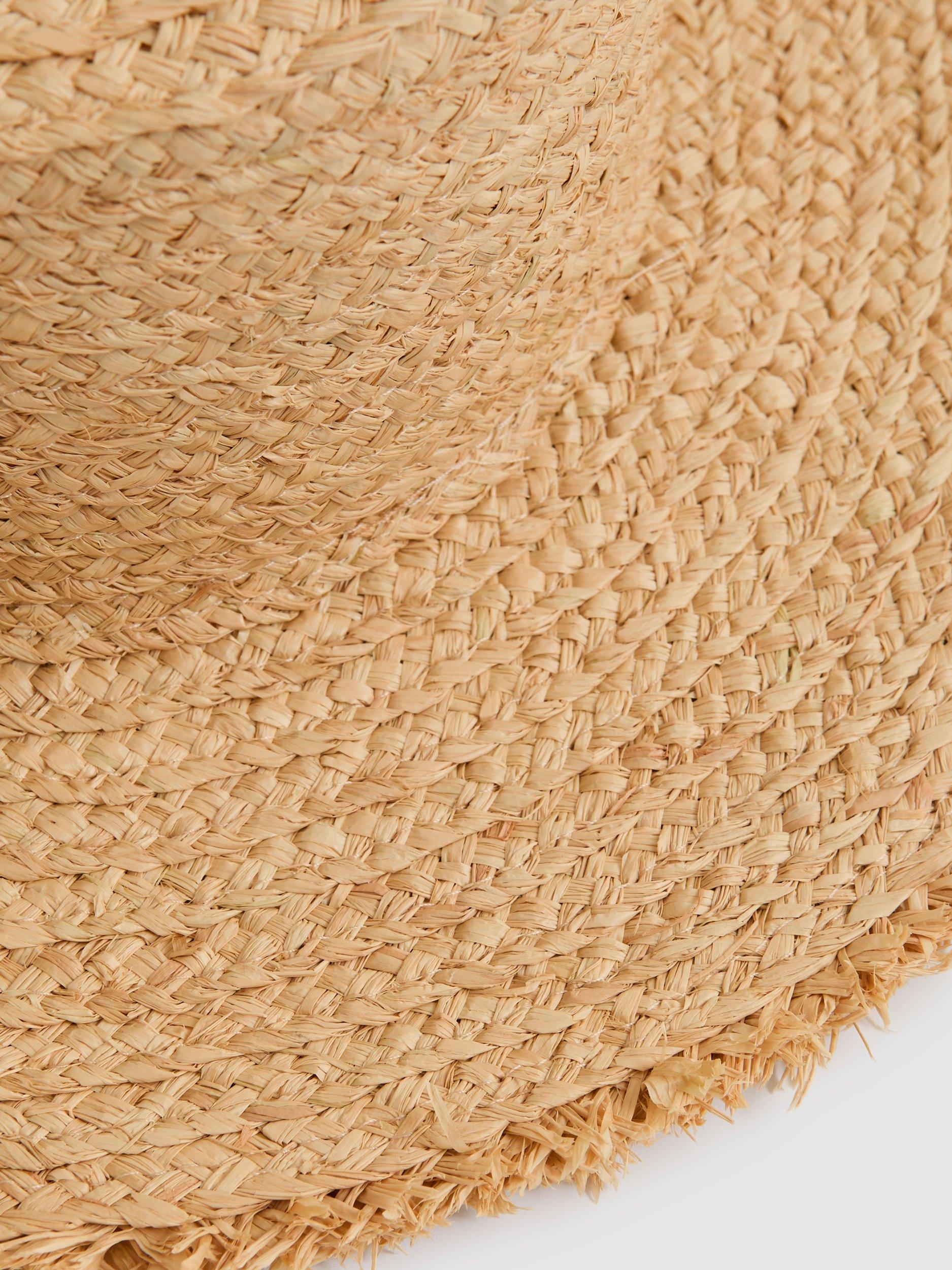 Product image 4 of 4, which shows Reiss Straw Boater Hat, Natural, S|M