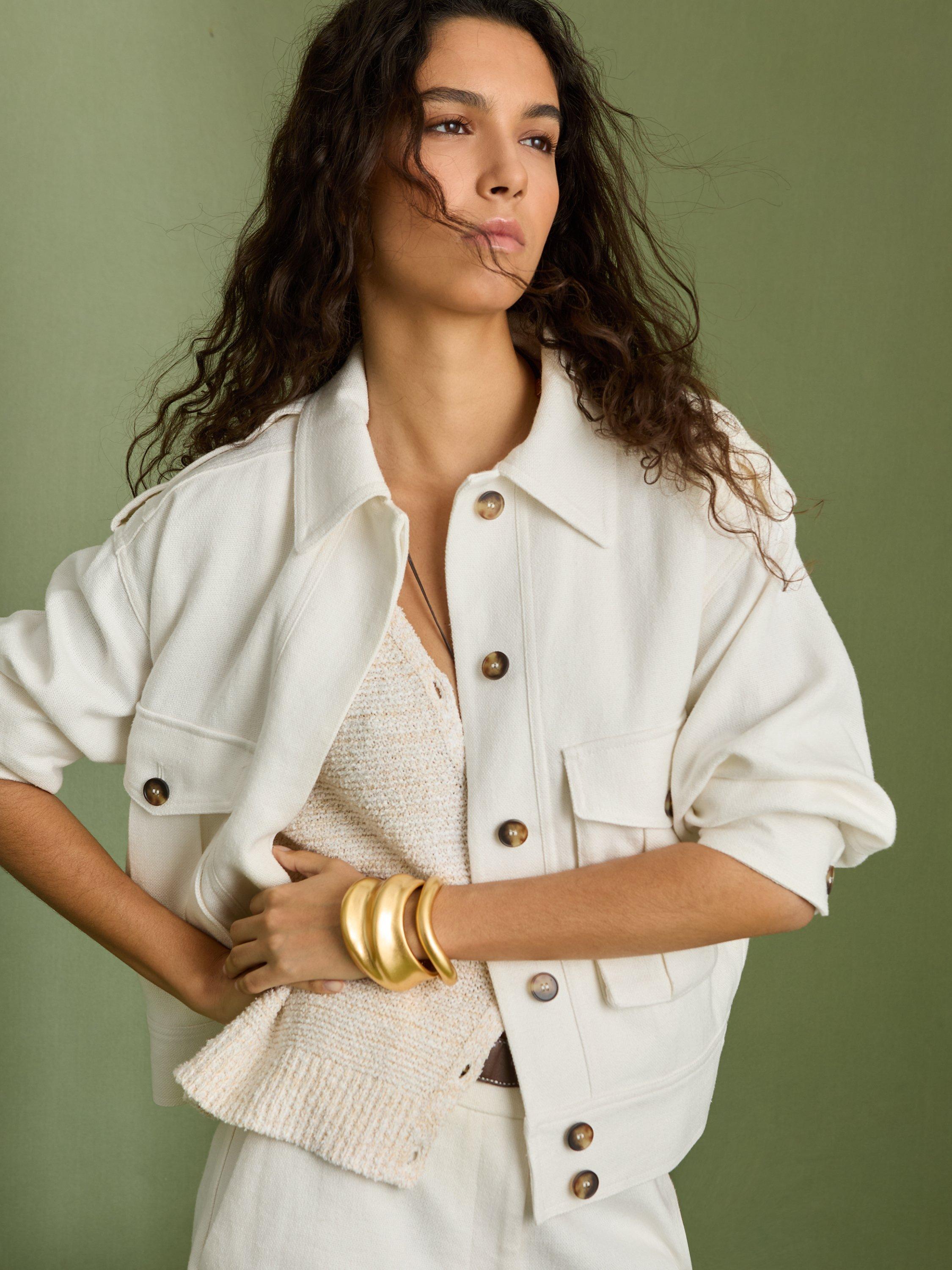 【海外限定】REISSジャケット☆Isla Linen Blend Shacket, White Reiss Isla Linen Blend Shacket, White