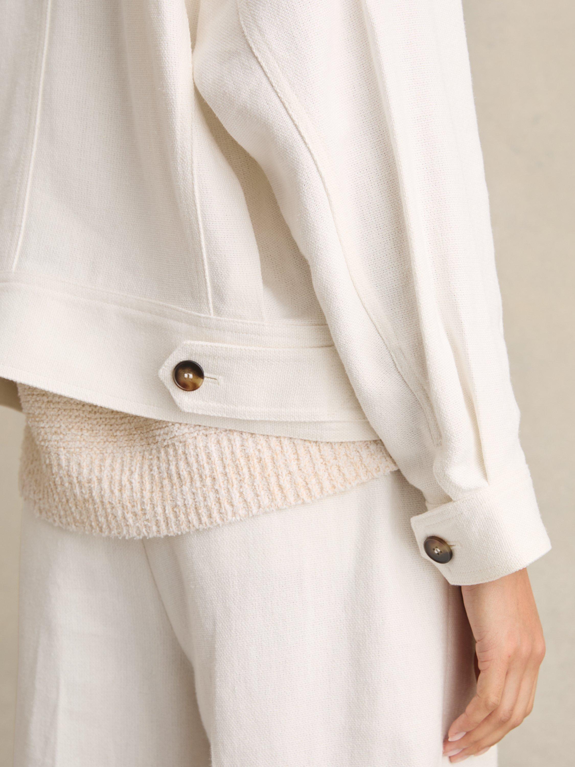 Product image 2 of 5, which shows Reiss Isla Linen Blend Shacket, White, 6