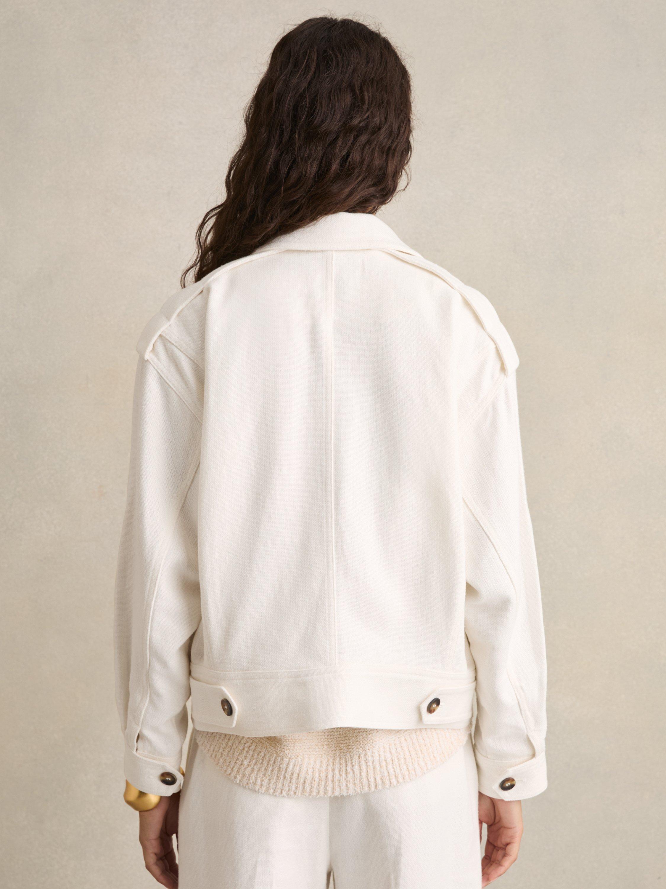 Product image 5 of 5, which shows Reiss Isla Linen Blend Shacket, White, 6