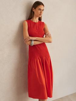 Reiss Annabel Drop Waist Sleeveless Dress, Red, Red