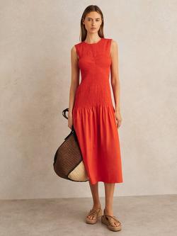 Reiss Annabel Drop Waist Sleeveless Dress, Red - view 2, Red