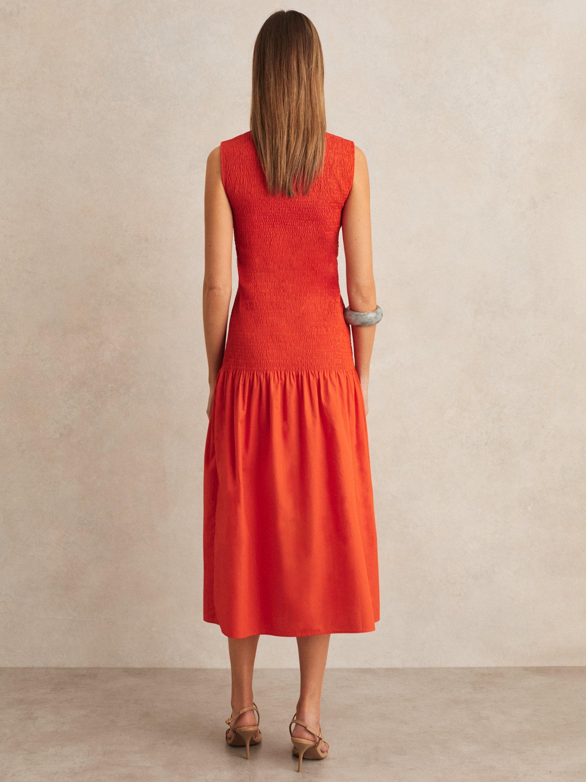 Product image 5 of 5, which shows Reiss Annabel Drop Waist Sleeveless Dress, Red, 6